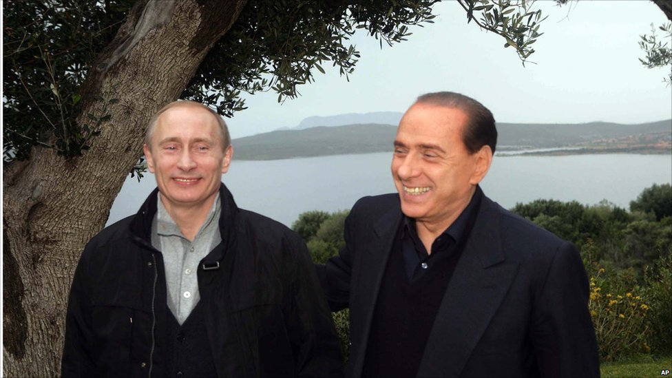 Владимир Путин и премьер-министр Италии Сильвио Берлускони.