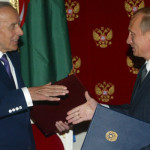 Президент Азербайджана Гейдар Алиев и Владимир Путин.