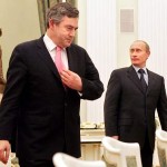 Премьер-министр Великобритании Гордон Браун и Владимир Путин в Кремле.
